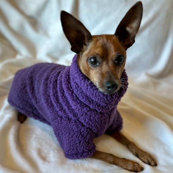 Wooly Jumper - purple - Small breed dog coat