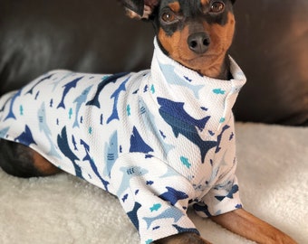 Shark T-shirt poncho - Small Breed Dog Coat