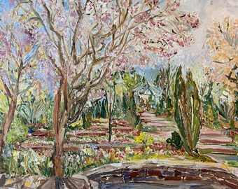 Duke Gardens fine art print, spring garden art, Duke University, North Carolina art, flowers, trees, botanical, floral, garden art, artist