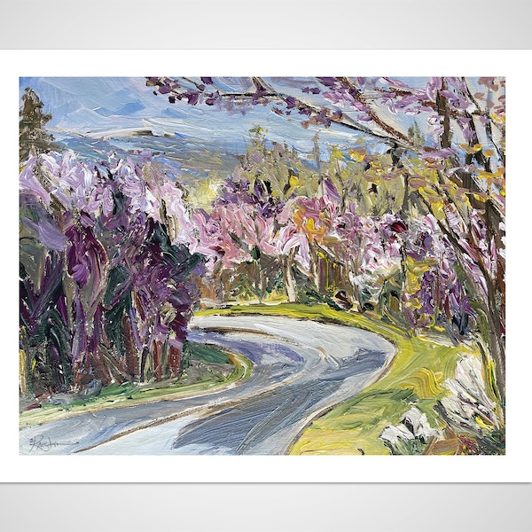 Scenic Drive,Cherry Blossoms, Spring Bloom,Flowering Trees, Blue Ridge Parkway, home decor, wall art, gallery wall, artist prints, art gift