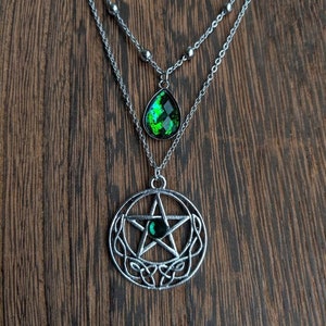 Pentagram Necklace - Pentacle Necklace - Witch Necklace - Witchy Gift - Pagan Necklace - Witchy Jewelry - Green Pentagram Jewelry
