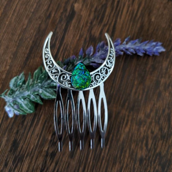 Moon Hair Comb - Handfasting Hair Comb - Wedding Hair Comb - Goddess Hair Comb - Boho Hair Accessory - Rhinestone Hair Comb