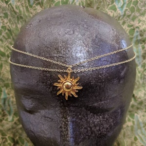 Sun Tiara - Gold Chain Circlet - Gold Sun Circlet - Sun Crown - Gold Hair Jewelry