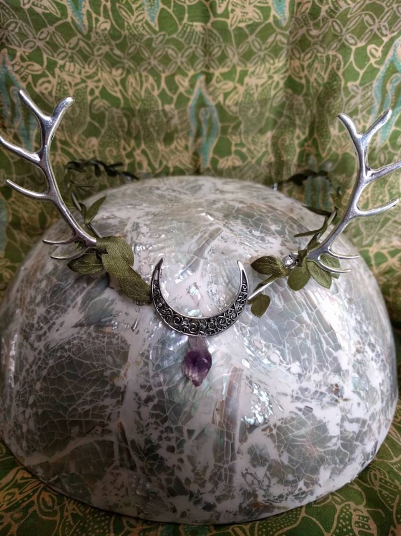 Horned Crown - Antler Tiara - Moon Circlet - Goddess Crown - Moon Tiara - Woodland Crown - Goddess Circlet - Handfasting Circlet 