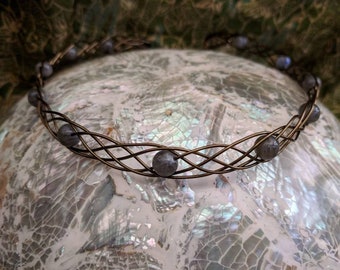 Celtic Circlet - Braided Elven Circlet - Braided Tiara - Men's Headband - Labradorite Circlet