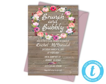 bridal shower invitation template etsy
