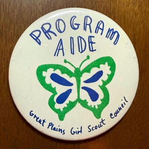Vintage Girl Scouts Program Aide Butterfly Pinback Button