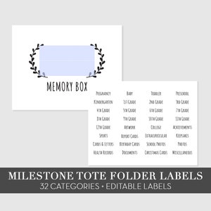 DIY Memory Box Kit, Editable File PDF Milestone Tote Labels, Baby Memory Box, PRINTABLE Memory Box Labels Stickers, Avery Labels Stickers