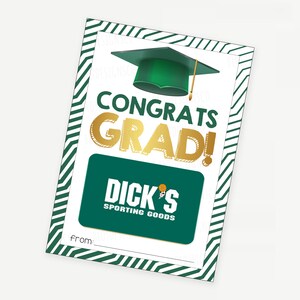 Congrats Grad, Klasse von 2021 Geschenkkartenhalter, Grüne Kappe & Kleid Geschenkkartenhalter, DRUCKBARE High School College Abschluss Sport Geschenkkarte