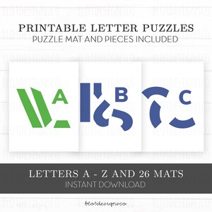 Quebra-cabeças de construção de letras do alfabeto, planilhas pré-escolares para impressão, planilhas de jardim de infância, Montessori Homeschool educacional para impressão