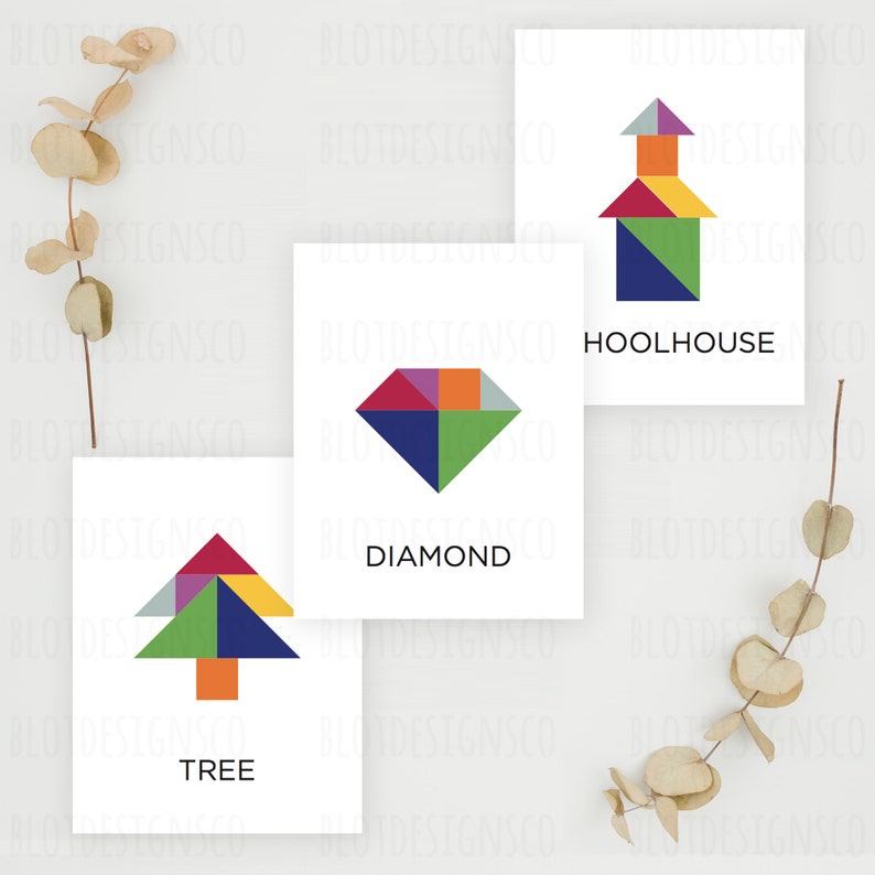 PRINTABLE Montessori Pattern Block Tangram Puzzles Digital - Etsy
