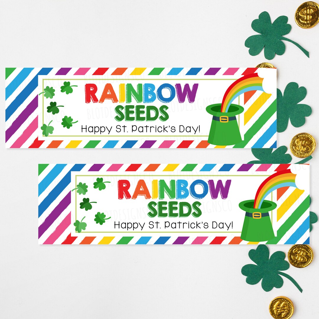 St. Patrick's Day Treat Bag Toppers Rainbow Tags