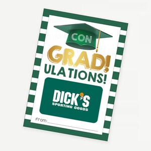 ConGRADulations Graduation Gift Card Holder PRINTABLE, Green Cap & Gown Gift Card Holder, Graduation Card High School College Grad Gift Card