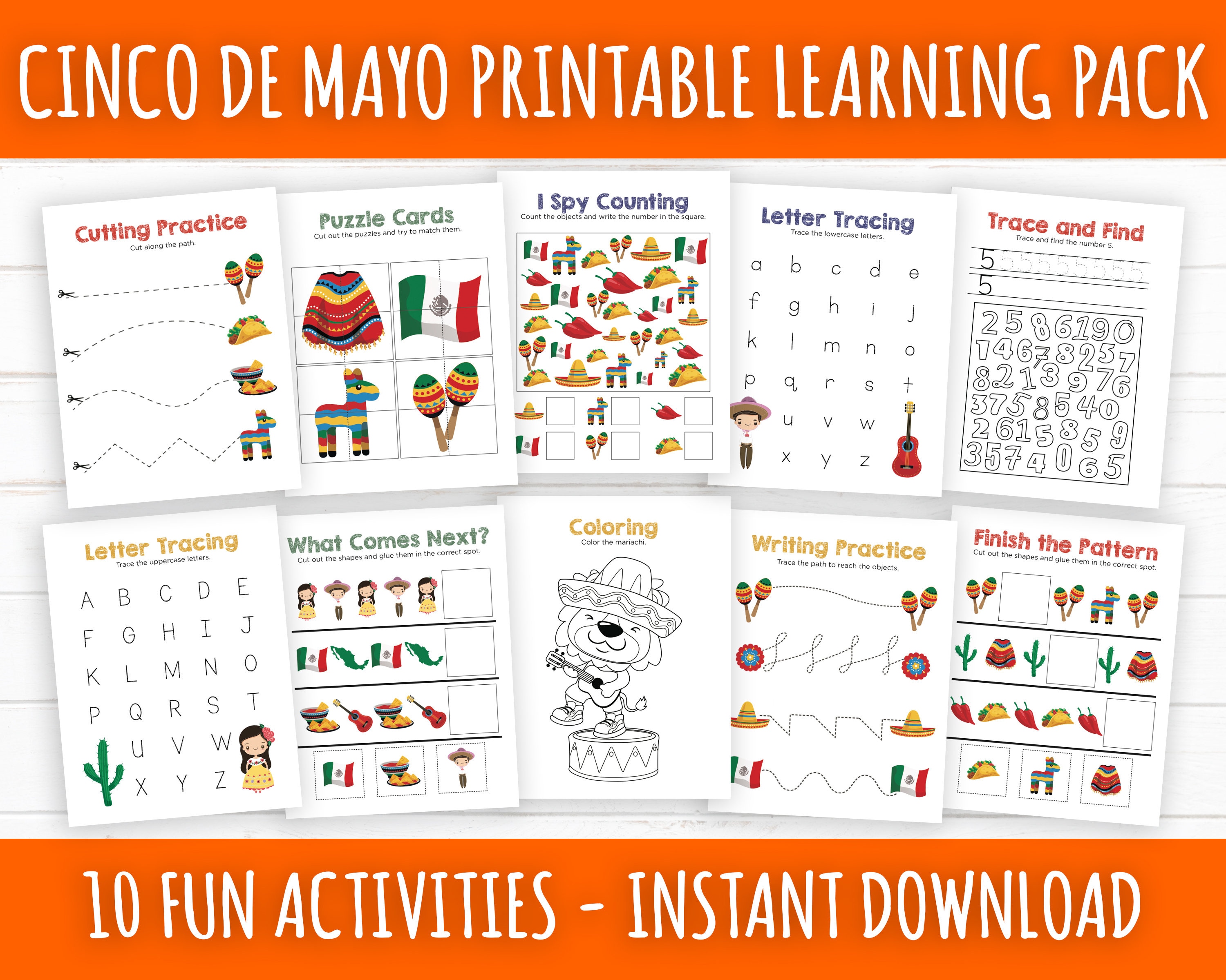 Cinco De Mayo Printable Activity Worksheets Fiesta Activity - Etsy Polska