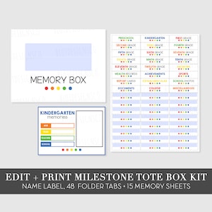 DIY School Memory Box Kit, School File Organization Kit, Memory Box Labels Stickers, Milestone Tote Labels, Kids School Box, Baby Memory Box