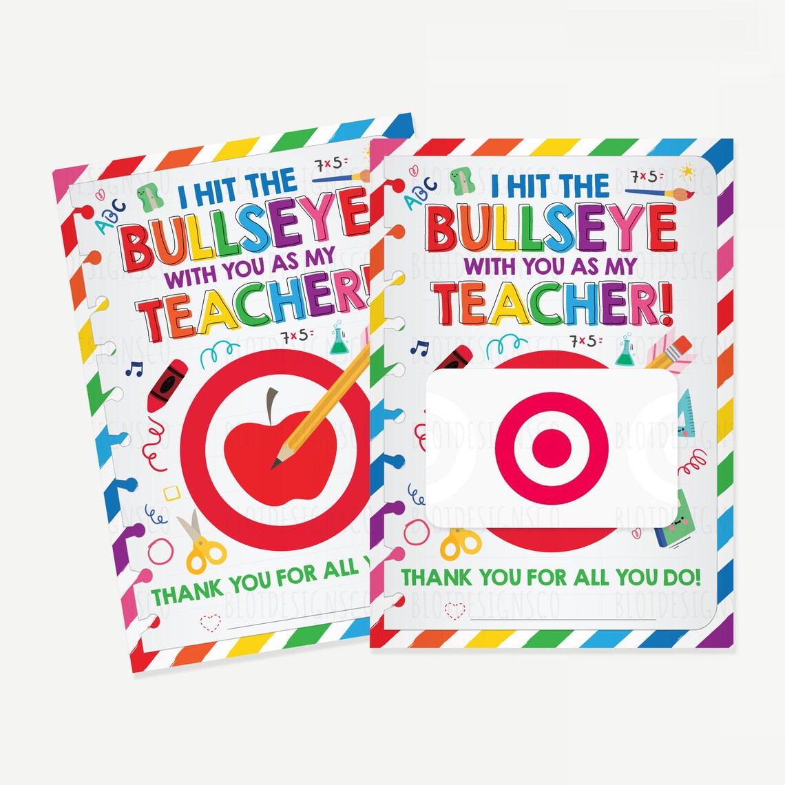 Target Teacher Appreciation Printable Gift Card Holder End of Etsy