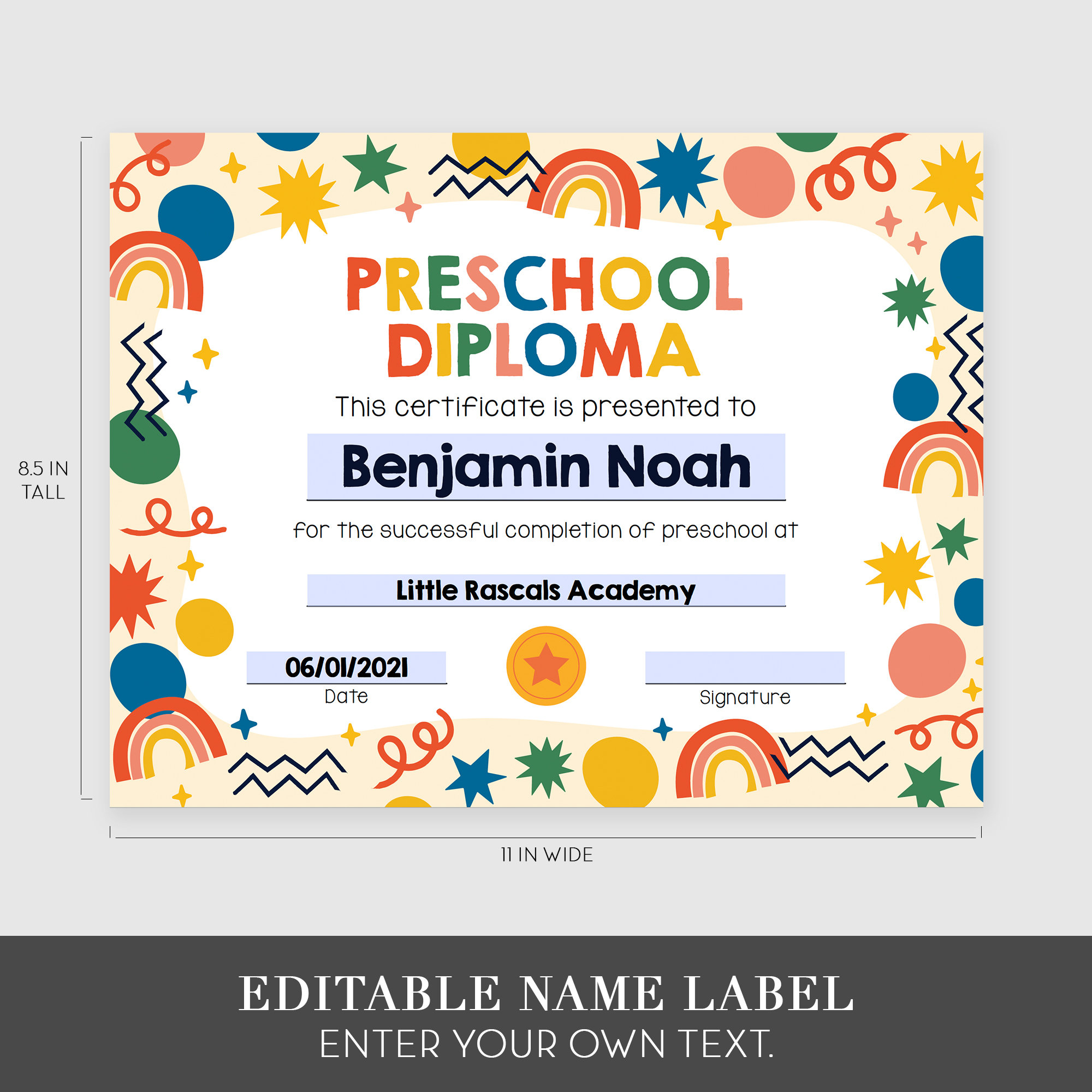 Printable Preschool Graduation Editable Diploma, Customizable Preschool Graduation Certificate Template, Preschool Grad Last Day School Sign - Etsy printable-preschool-graduation-editable-diploma-customizable-preschool-graduation-certificate-template-preschool-grad-last-day-school-sign-etsy