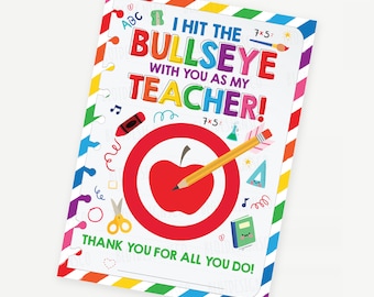 Titular de la tarjeta de regalo imprimible de agradecimiento al maestro objetivo, regalo de fin de escuela para el maestro, tarjeta de agradecimiento del entrenador del personal docente virtual