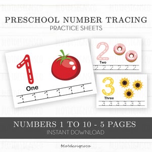 Printable Number Flashcards, Preschool Worksheets, Learning Numbers Tracing Activity, Activity Pages for Kids