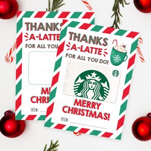 Cartão de presente para professor imprimível de Natal, cartão de Papai Noel secreto, porta-cartão de presente 5x7, presentes de professor vizinho de equipe de Natal, Starbucks Dunkin