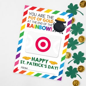 St. Patrick&#39;s Day Coffee Gift Card Holder, You&#39;re the pot of gold, Printable Thank You Card Holders, Saint Patrick&#39;s gift for Teacher Friend