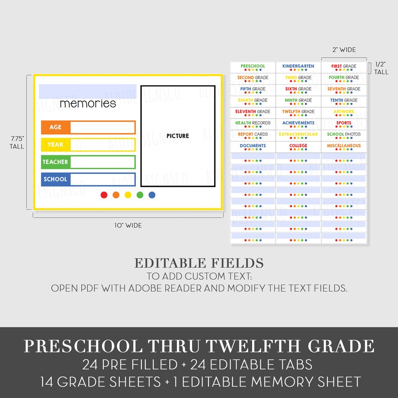 Full Page Memory Box Kit, Memory Box Labels Stickers, Editable PDF ...