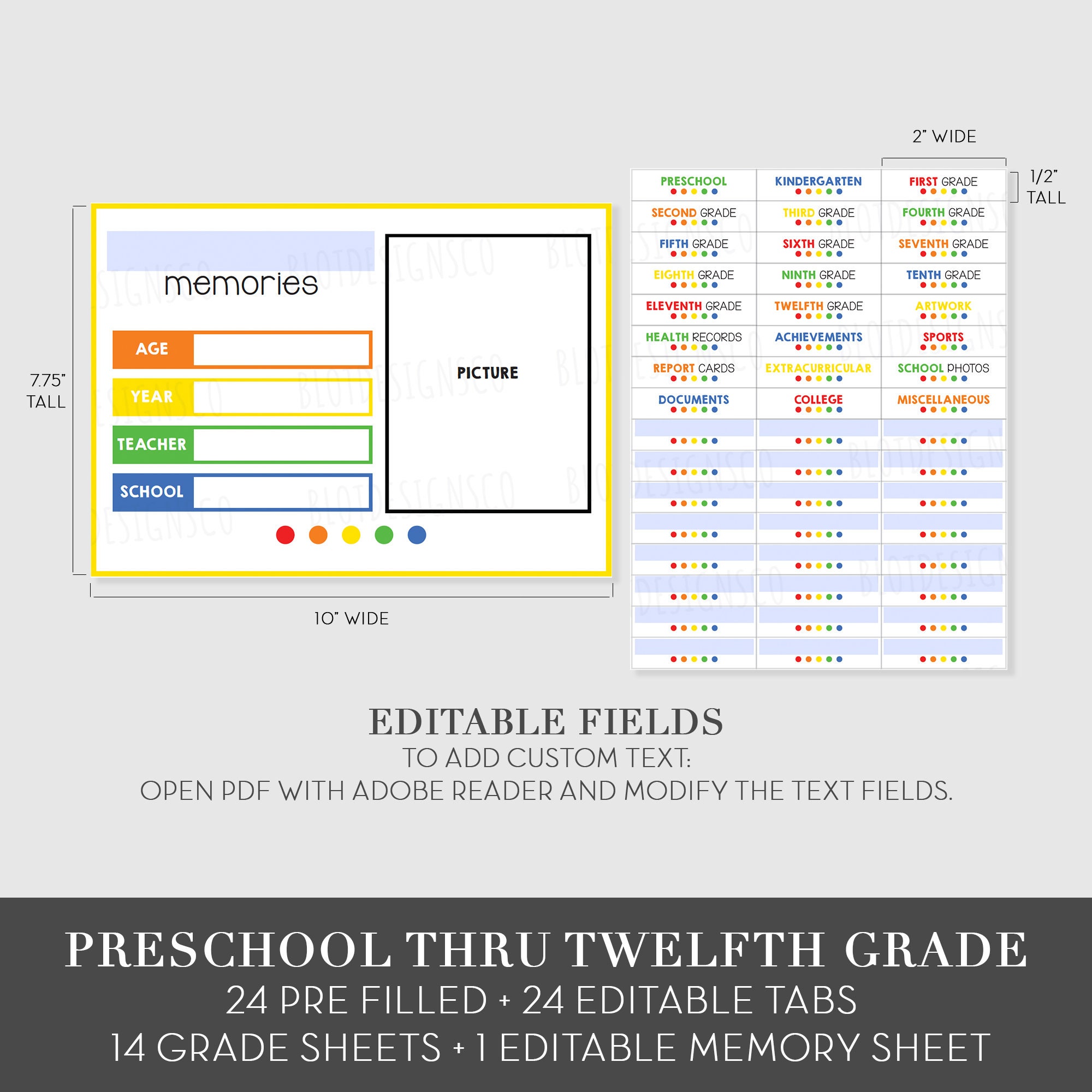 Full Page Memory Box Kit, Memory Box Labels Stickers, Editable PDF ...