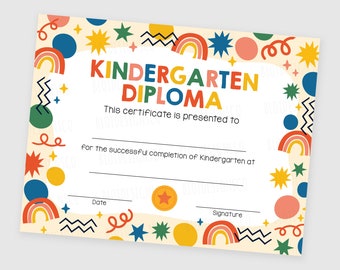 Printable Kindergarten Graduation Editable Diploma, Customizable Kindergarten Graduation Certificate Template, Kindergarten Grad School Sign