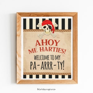 Pirate Birthday Welcome Sign PRINTABLE, Pirate  Birthday Party, Pirate Birthday, Pirate Birthday party sign Decor, Digital Printable