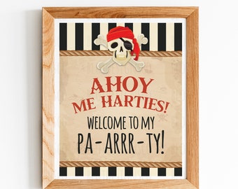 Pirate Birthday Welcome Sign PRINTABLE, Pirate  Birthday Party, Pirate Birthday, Pirate Birthday party sign Decor, Digital Printable