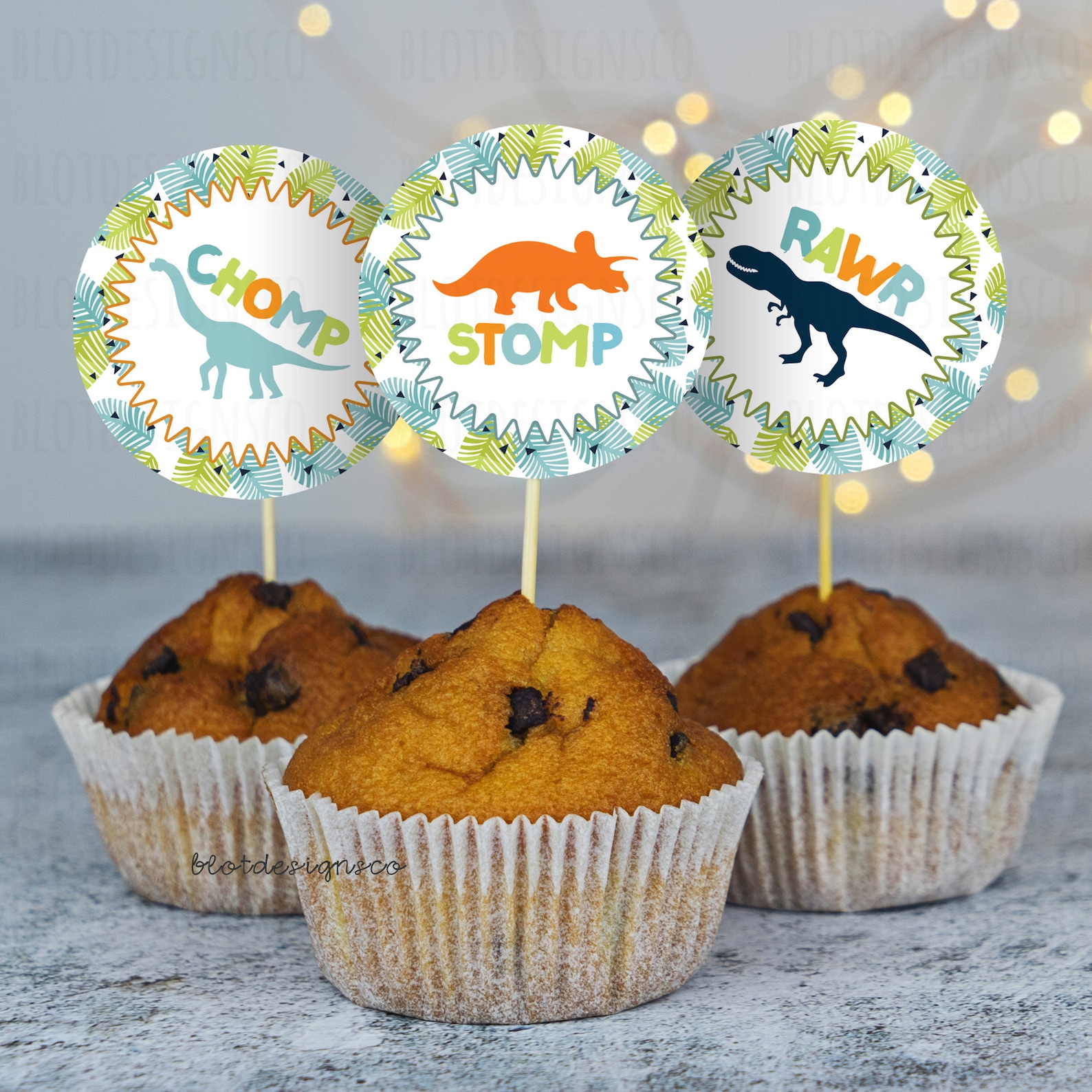 Dinosaur T-rex Cupcake Toppers Printable Dinosaur Stickers - Etsy