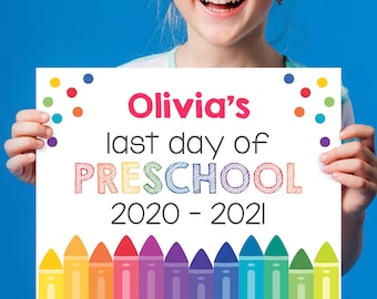 Editable Preschool Grad Print, Personalized School Sign, Printable Last Day of Preschool Chalkboard Sign, Preschool Graduation School Sign