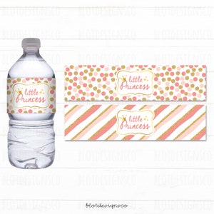 Princess birthday party, Little Princess baby shower, Disney princess birthday, printable water bottle labels, water bottle wrap