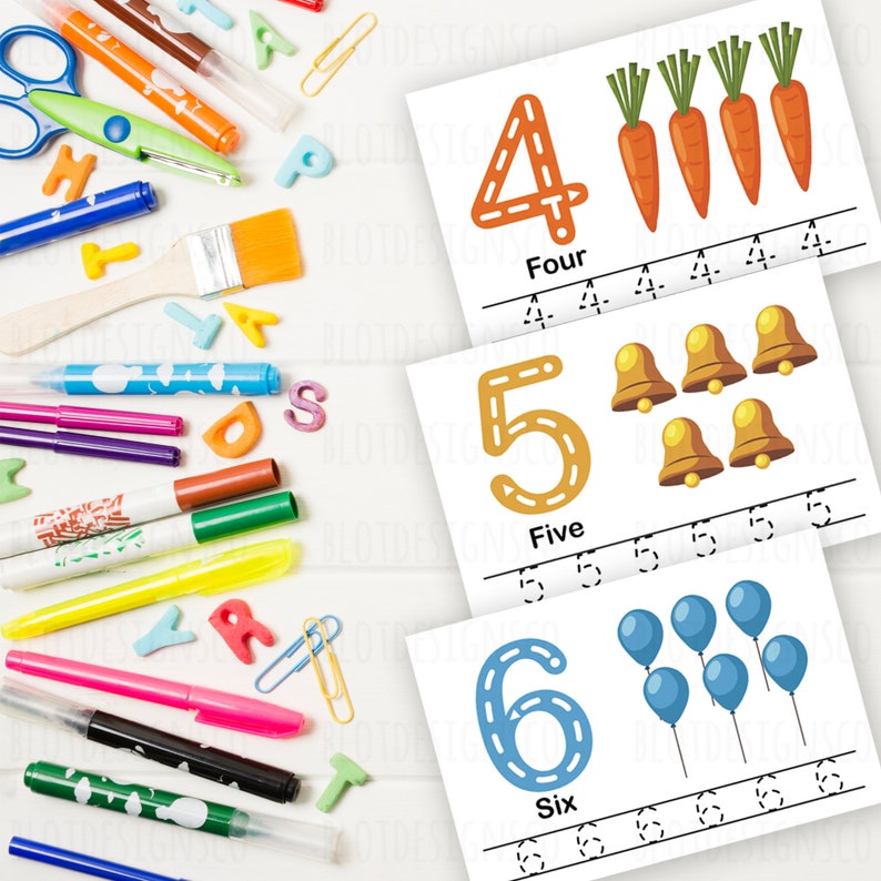 Printable Number Flashcards Preschool Worksheets Learning | Etsy