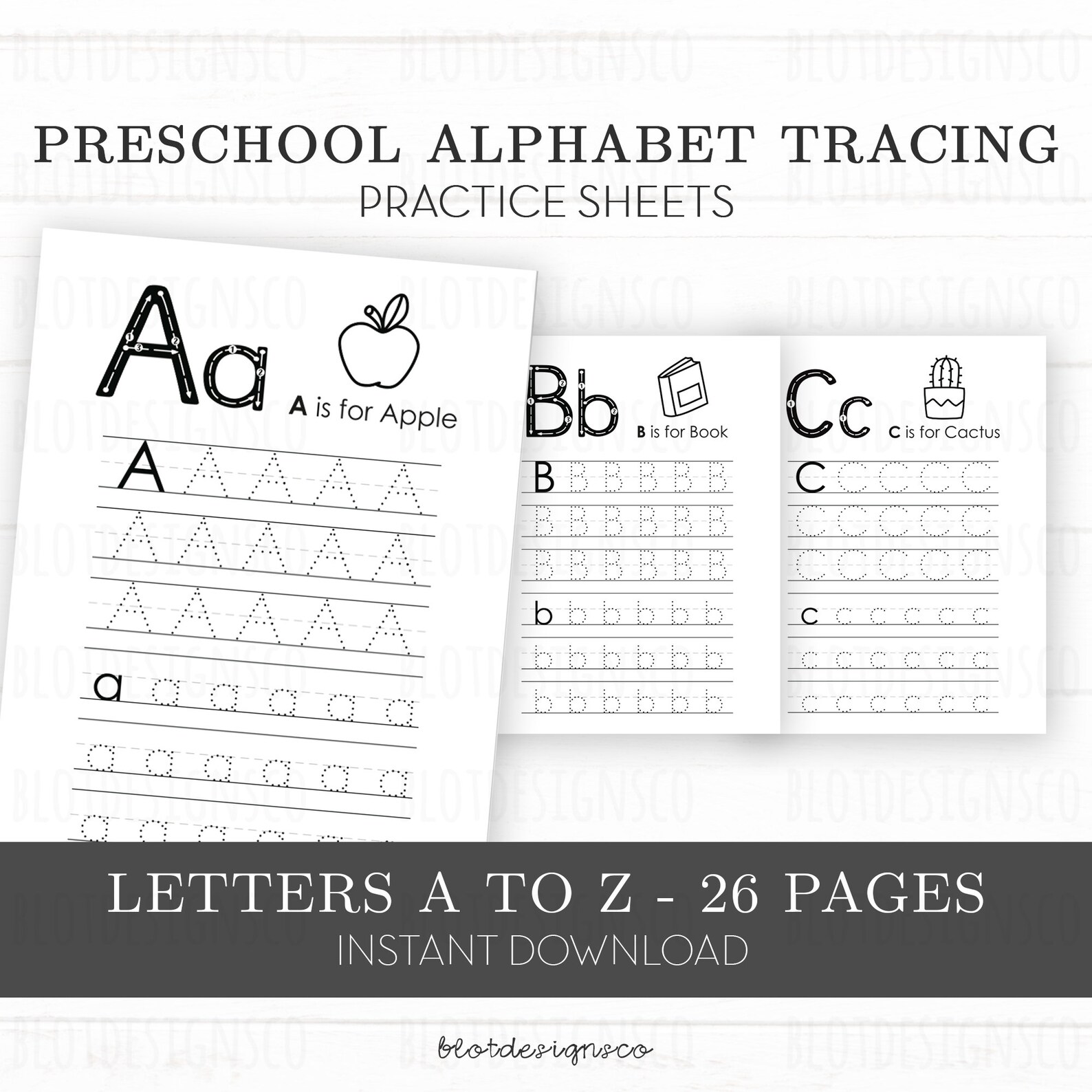 Letter Tracing Printable A Z Letter Tracing Pages Coloring | Etsy