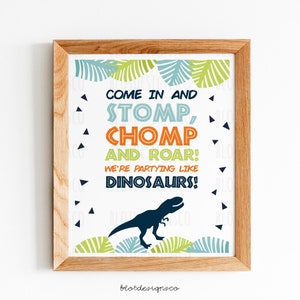 PRINTABLE Dinosaur Birthday Welcome Sign, Dino T-Rex Birthday Party, Dinosaur Birthday party sign Decor, Digital Party Printable