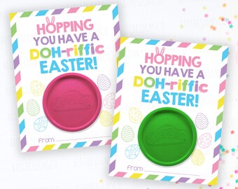Easter Play Doh Printable, Teacher Student Classroom Gift, Easter Basket Card, Kids Doh-Riffic Easter Basket Gift, Play-Doh Easter Card