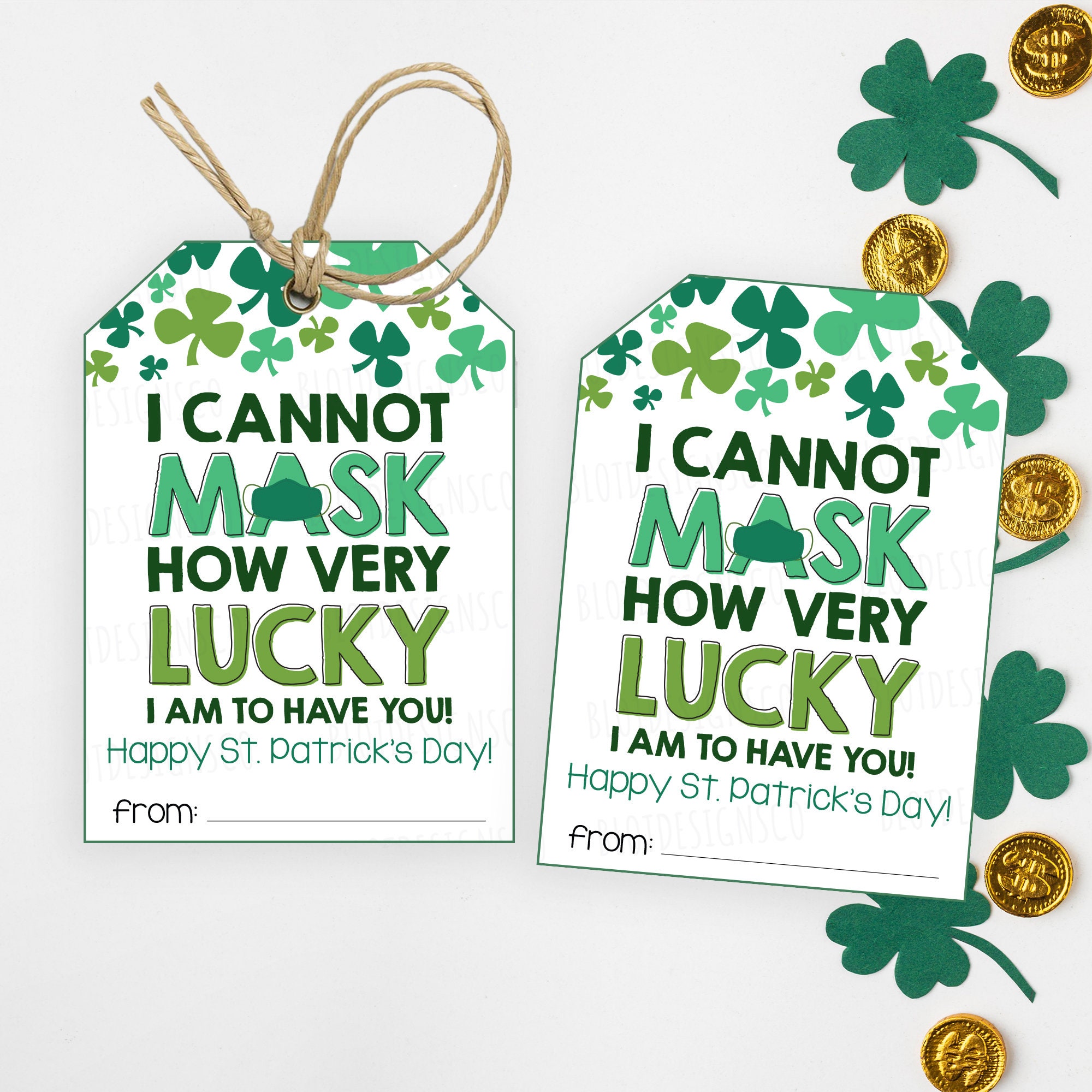 PRINTABLE St Patricks Day Face Mask Gift Tag, Thank You Essential ...