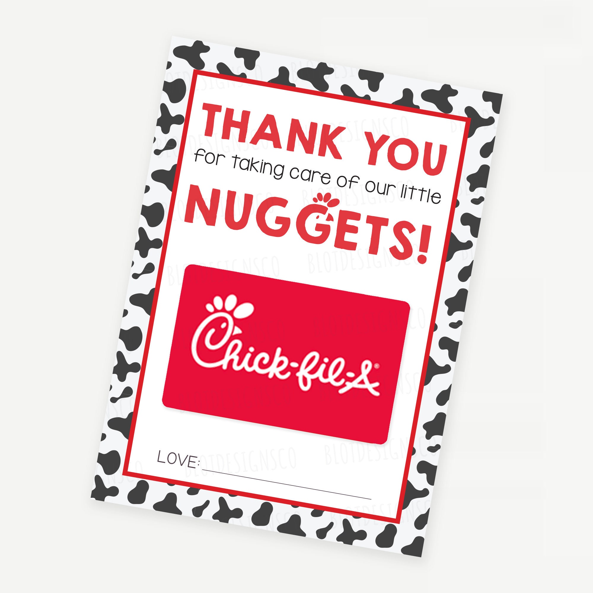 FREE Printable Chick-fil-A Gift Card Tags for Teacher