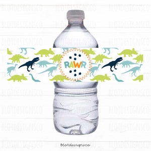 Printable Dinosaur Birthday Water Bottle Labels, Dinosaur Birthday ...