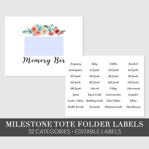DRUCKBARE Erinnerungsbox Etiketten Aufkleber, Meilenstein Tote Etiketten, Baby Erinnerungsbox, DIY Erinnerungsbox Kit, Avery Etiketten Aufkleber, bearbeitbare Datei PDF