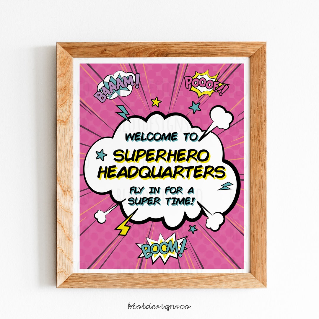 Super Hero Girl Birthday Welcome Sign, Superhero Party, Super Girl ...