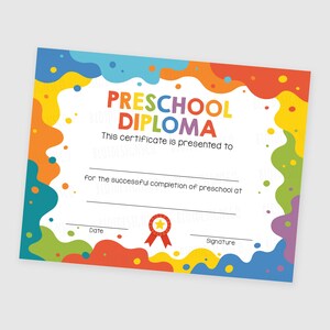 Diploma personalizado de preescolar, letrero escolar imprimible del último día, plantilla de certificado de graduación de preescolar, diploma de posgrado de preescolar imprimible
