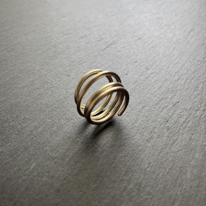 Gold Spiral Wire Ring - Stackable - Minimalist - Wide - Handmade Metal Rings - Gender Neutral Fashion