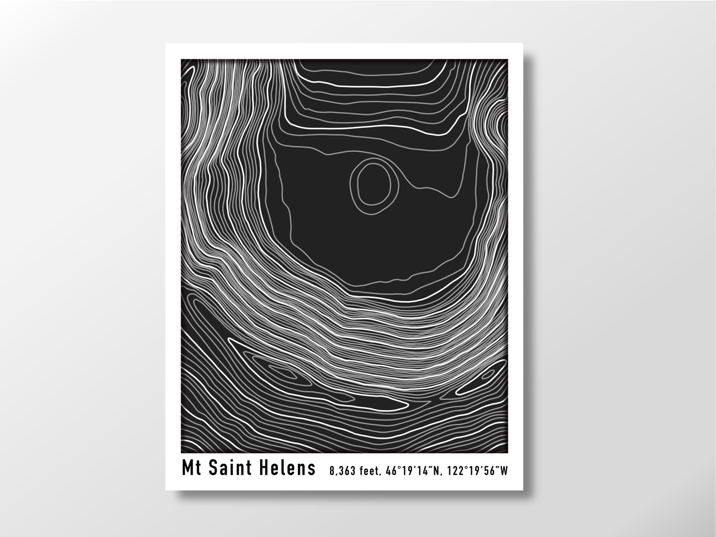 Mount Saint Helens Topographic Map Poster, Topo Decor for Hiker or ...