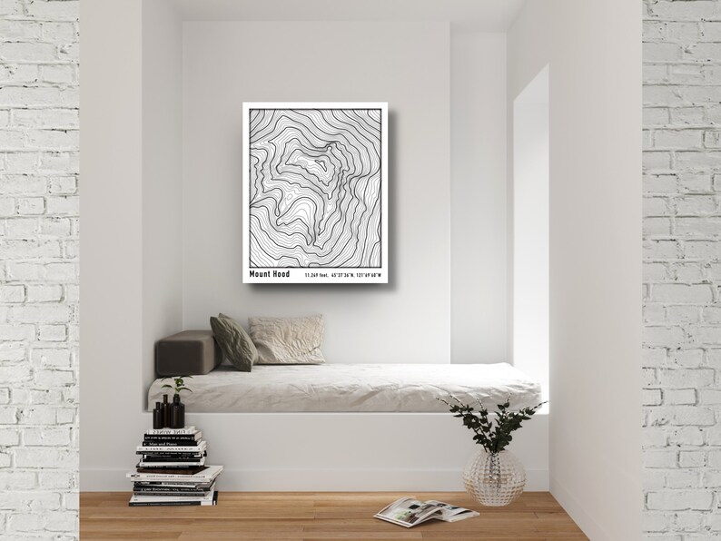 Topography Seating Mount Hood Topographic Map Poster, DIGITAL DOWNLOAD, Contour Map of Mt ...