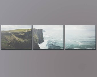 Cliffs of Moher, Ireland Panoramic Photo Set (Travel Photography,3 Wall Art Prints,Printable Art,Printables,Digital Prints,Digital Download)