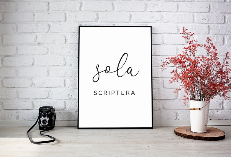 5 Solas Print Series, Five Solas Reformed Theology Poster, Sola Gratia, Sola Fide, Solus Christus, Sola Scriptura, Soli Deo Gloria Art Print image 3