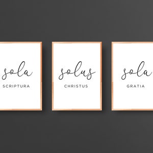 5 Solas Print Series, Five Solas Reformed Theology Poster, Sola Gratia, Sola Fide, Solus Christus, Sola Scriptura, Soli Deo Gloria Art Print image 2