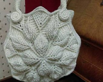 Embossed Garden crochet handbag, shoulder bag, crochet purse, tote